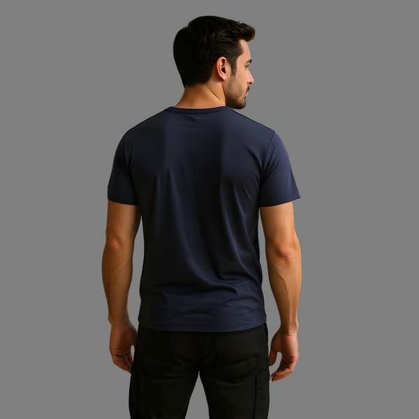 Casual Navy blue Crew Neck