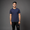 Casual Navy blue Crew Neck